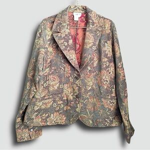 Coldwater Creek Floral Tapestry Structured Blazer Jacket